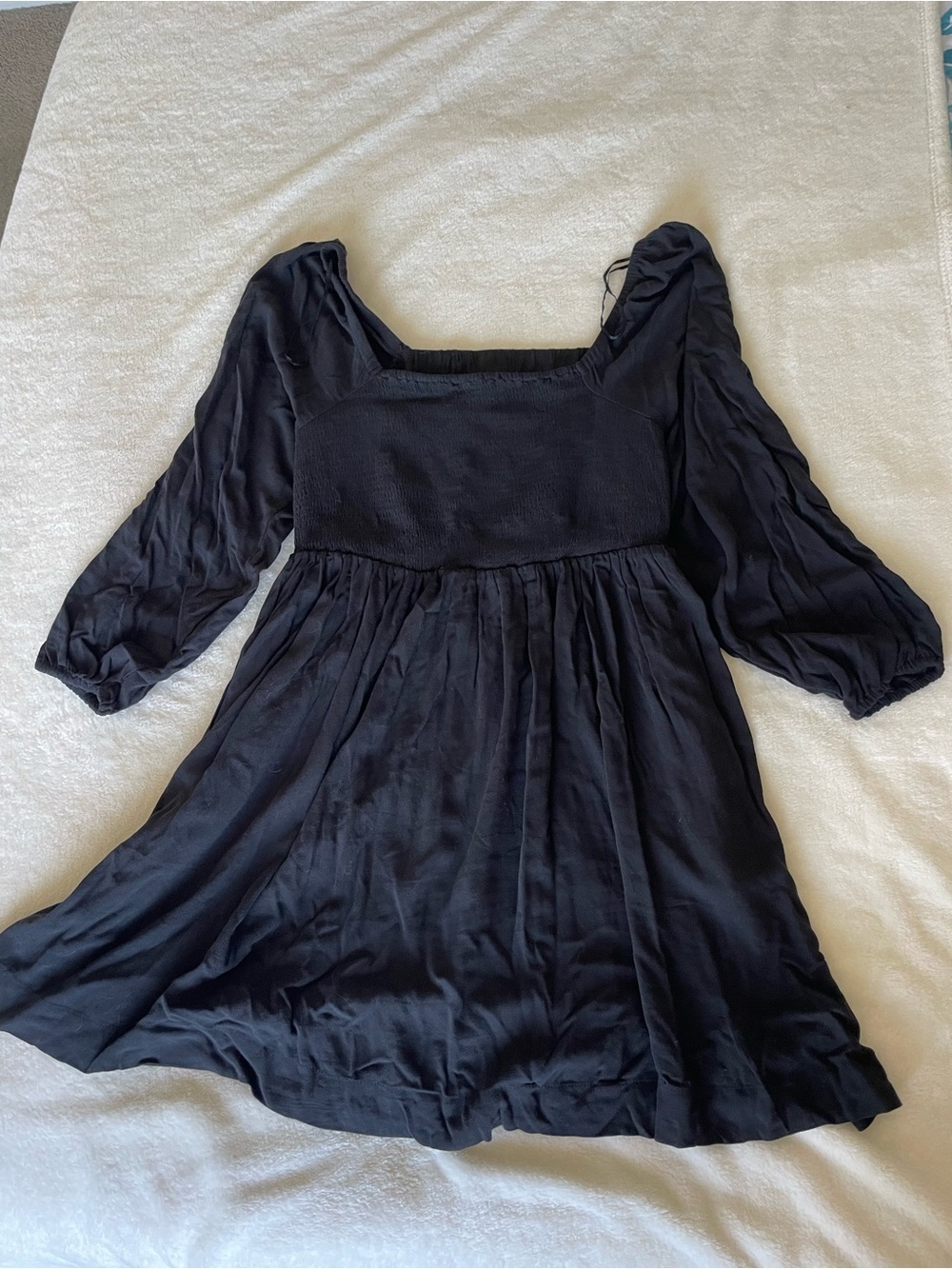 Old Navy Black Smocked Square-Neck Mini Dress